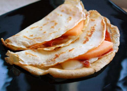 Crepes With Prosciutto Ham, Cantaloupe And Brie Crepes With Prosciutto Ham, Cantaloupe And Brie picture